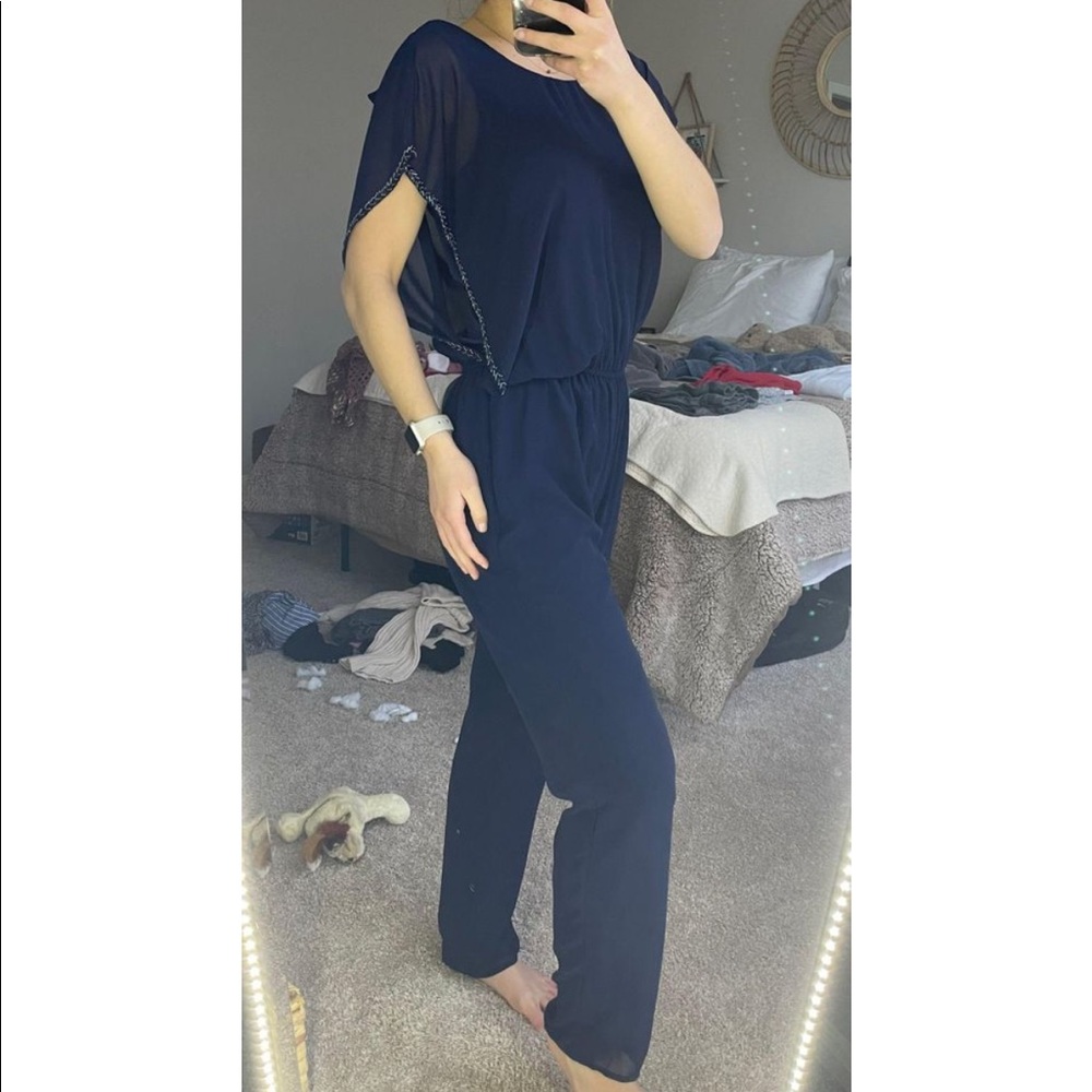 Francesca’s Navy jumpsuit